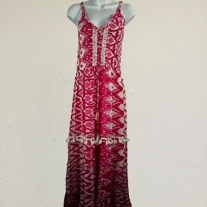 Elegant Pink Patterned Maxi Dress